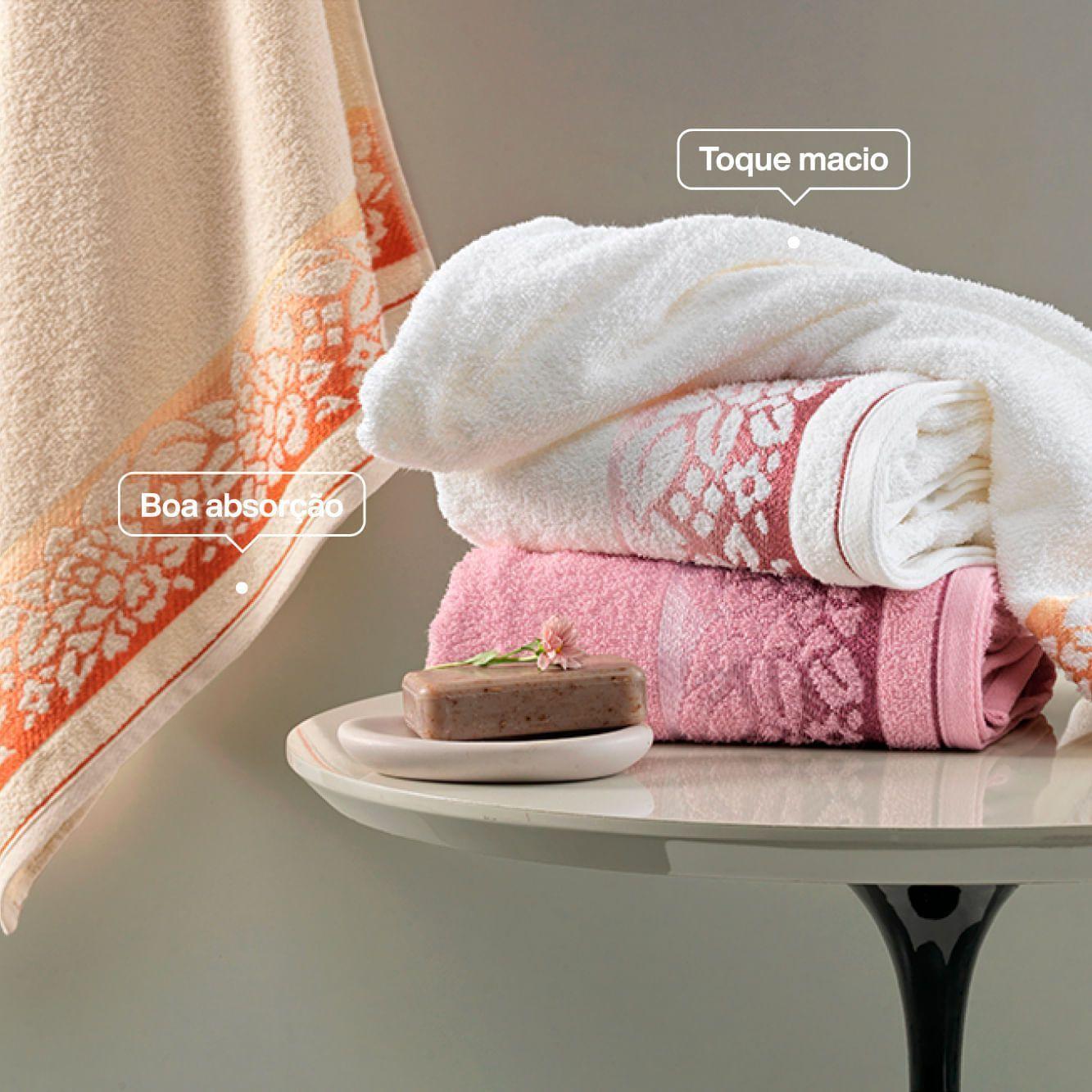 Toalla de mano Karsten Herrera 350gr 48 x 70 cm Blanca/Rosa-2