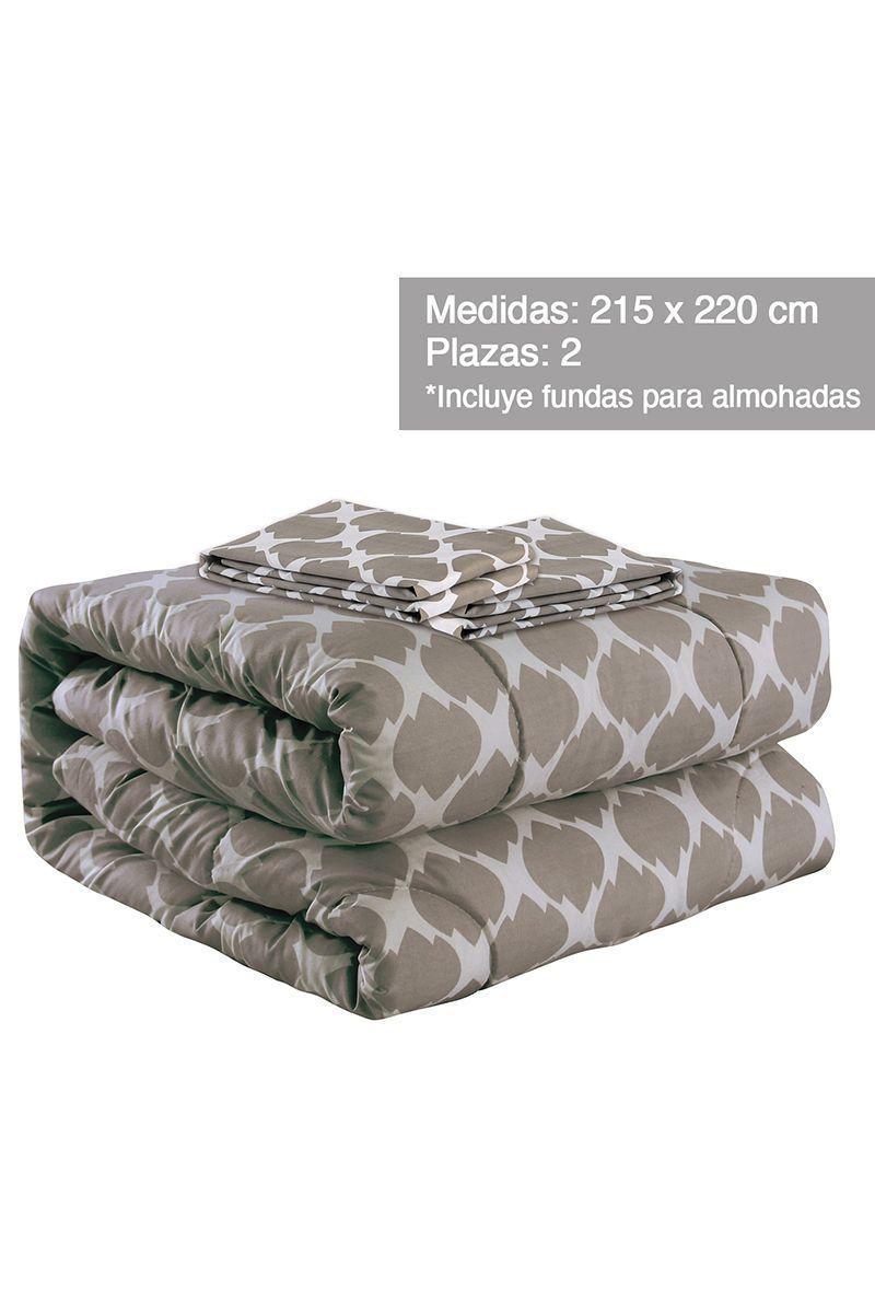 Plumón Estampado 2 Plazas 215x220 cm Café-1