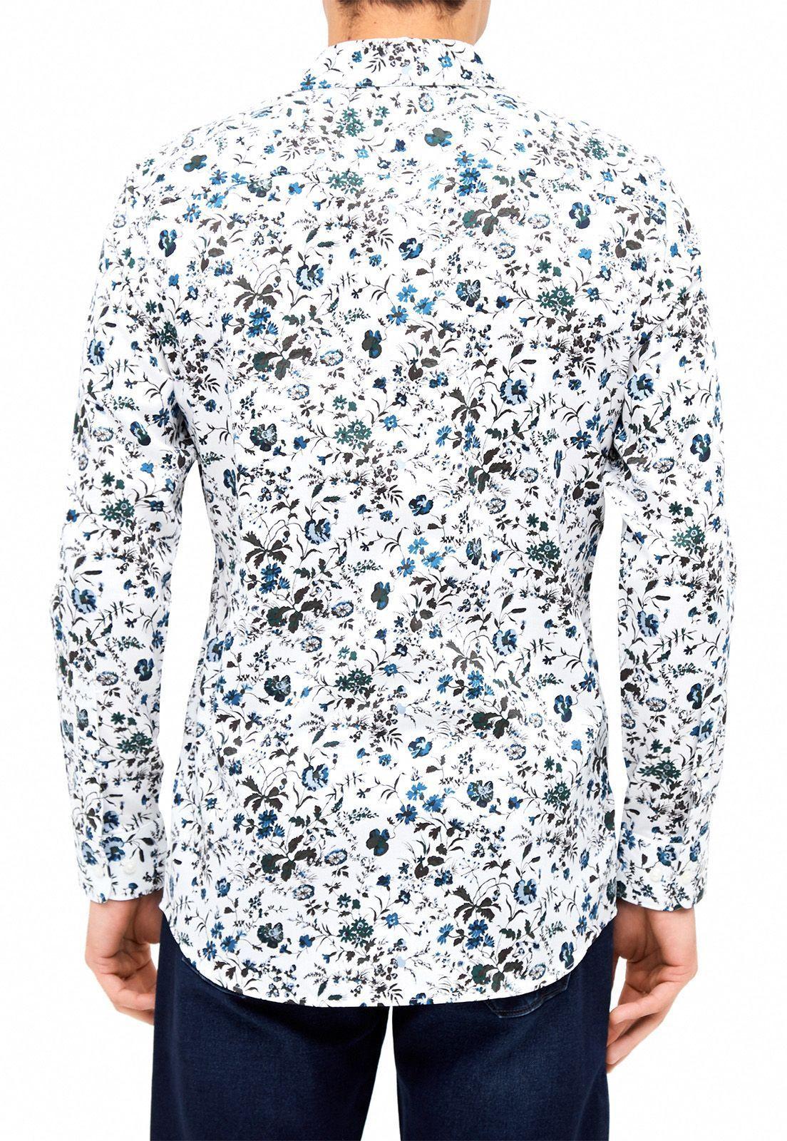 Camisa casual estampada. flores. verde-2