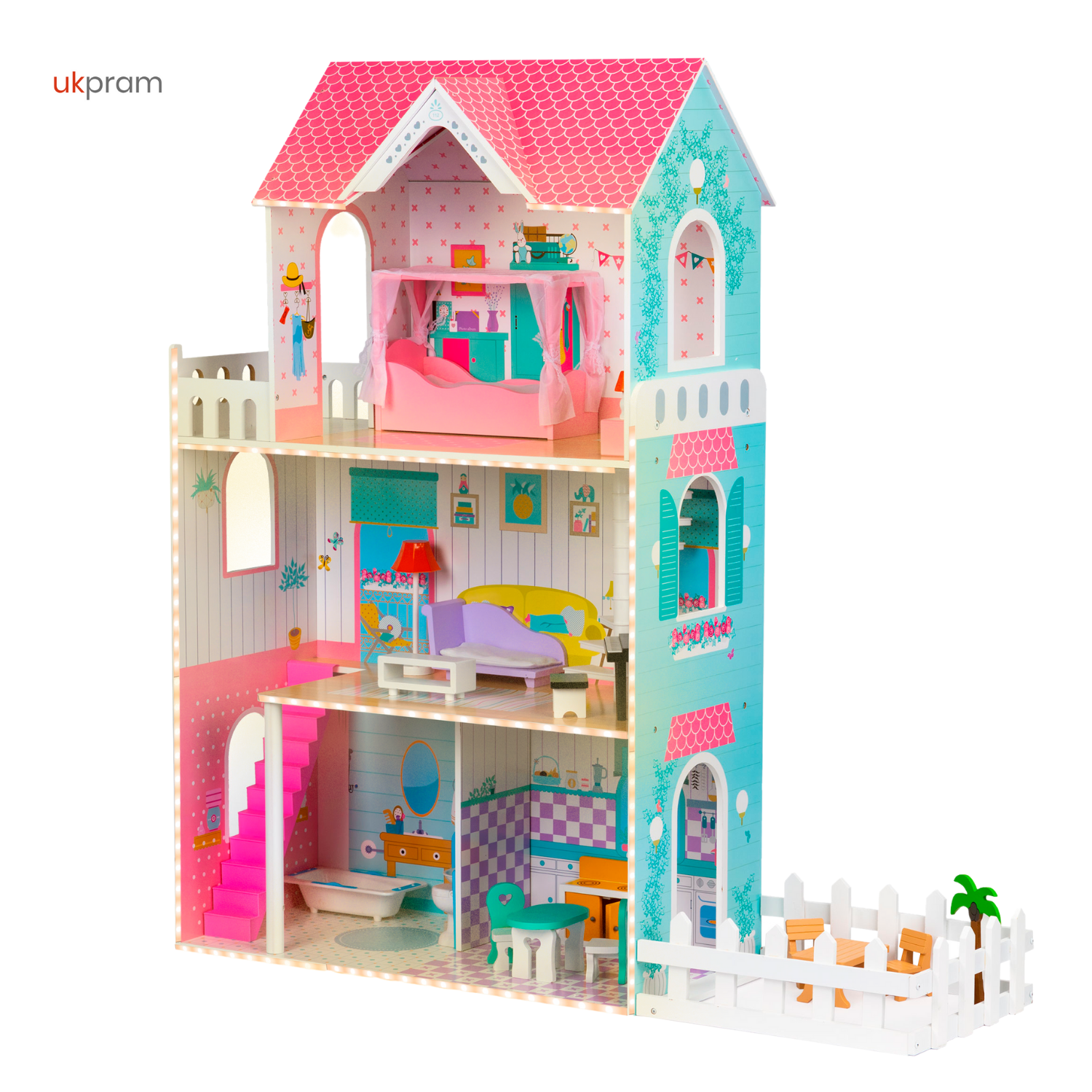 CASITA DE MUÑECAS DE MADERA CON LED | UKPRAM-2