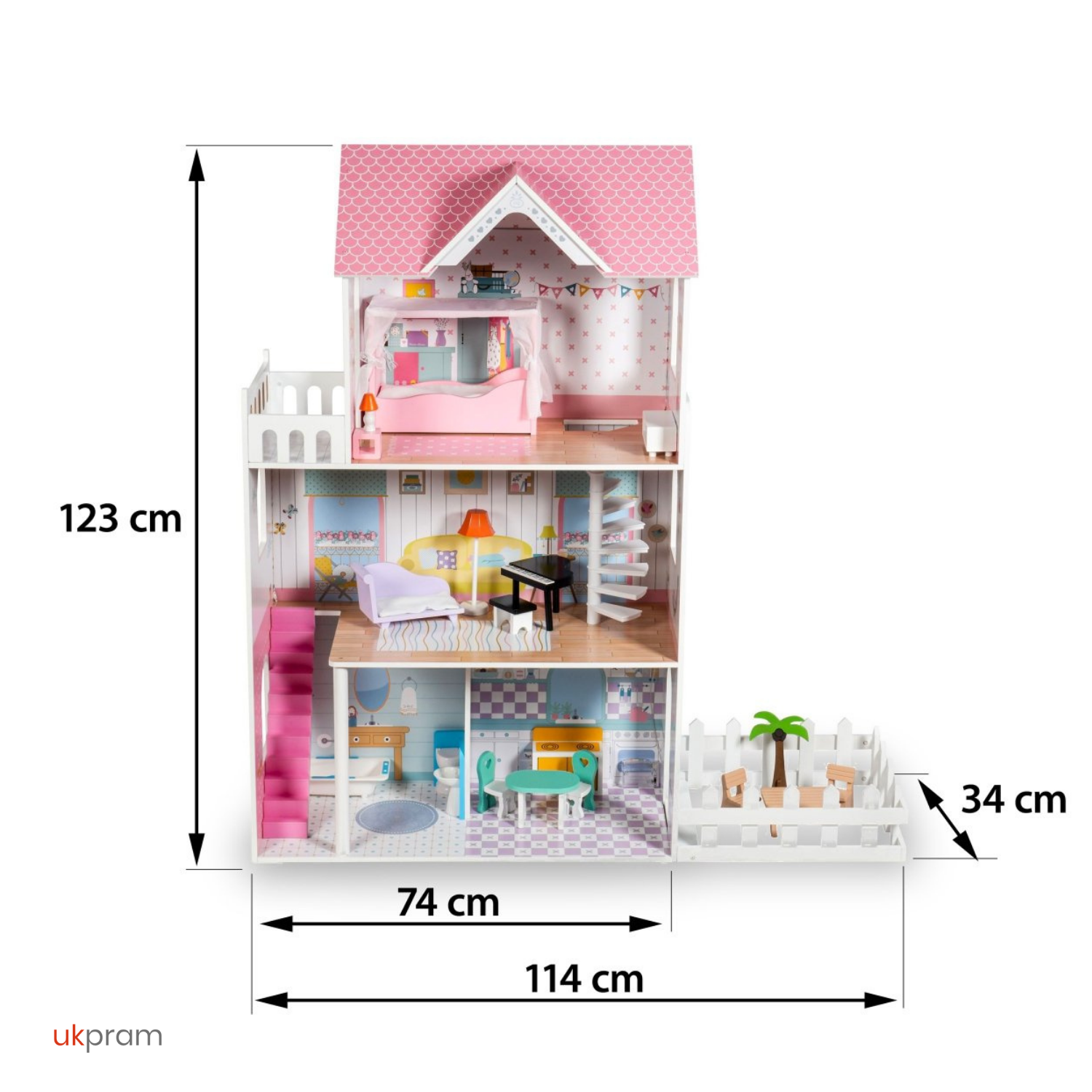 CASITA DE MUÑECAS DE MADERA CON LED | UKPRAM-3