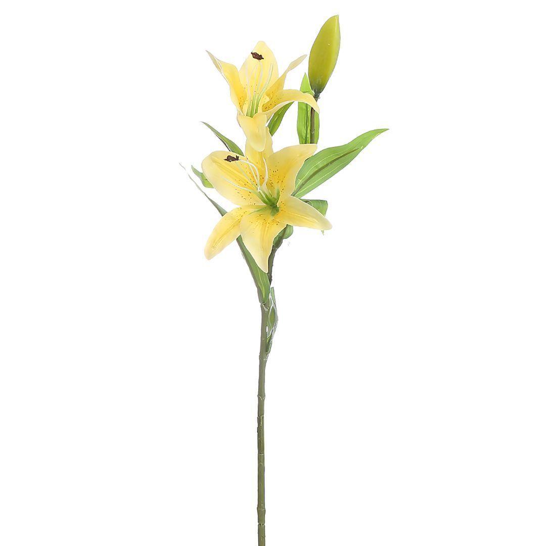 Vara Lilium artificial 2 flores color amarillo 77cm-0