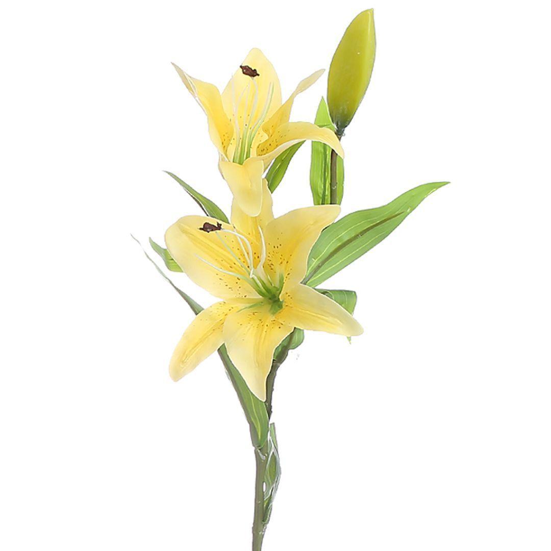 Vara Lilium artificial 2 flores color amarillo 77cm-1