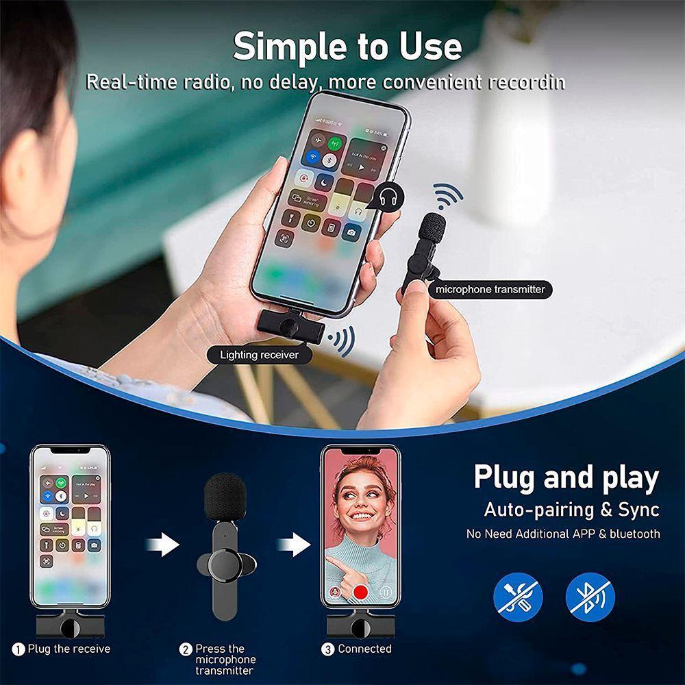 Micrófono Lavalier Solapa Inalámbrico Para iPhone, iPad-3