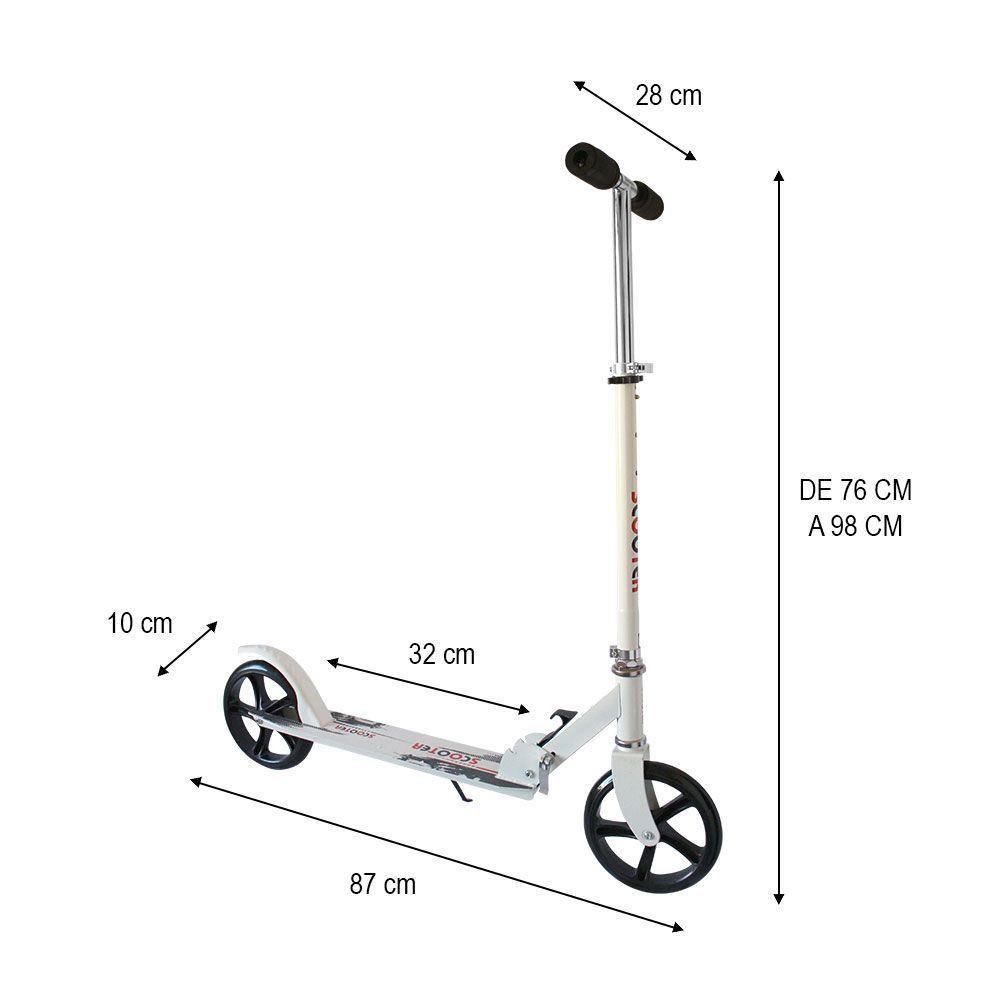 Scooter Monopatin Niños Adolescente Plegable Xl Blanca-1