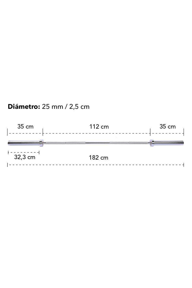 Barra Olímpica de 182 cm - Diámetro 5 cm Gris-2