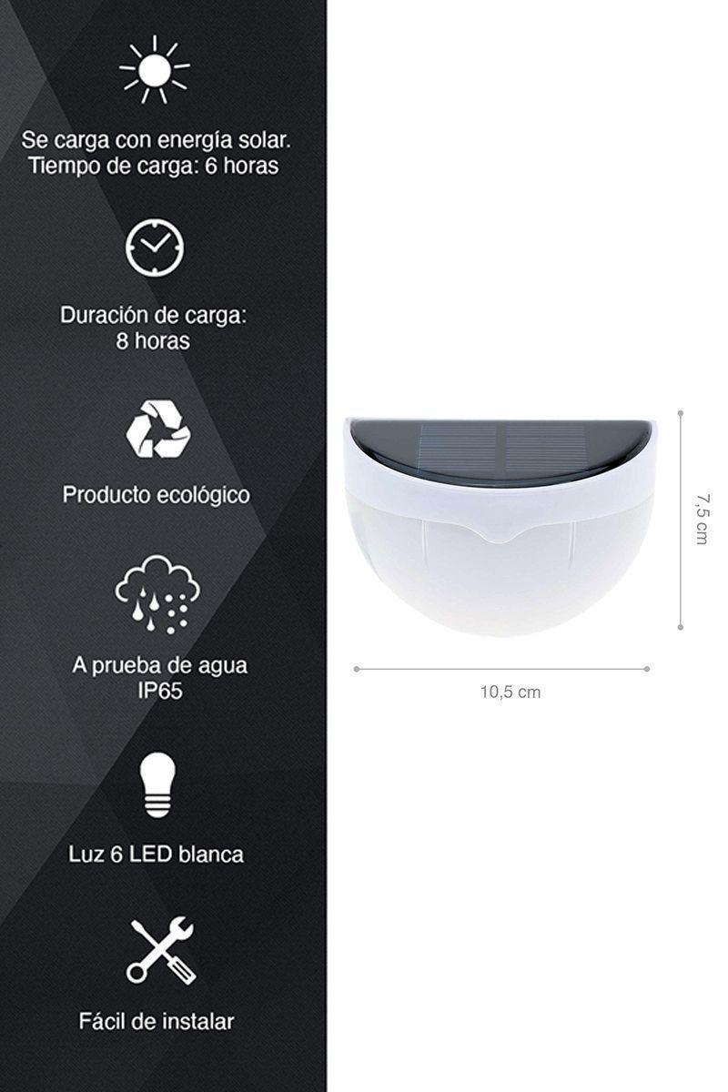 Foco Solar Luz 6 LED Jardín Exteriores Blanco-2
