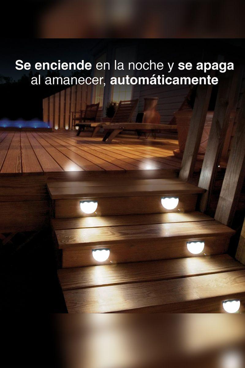 Foco Solar Luz 6 LED Jardín Exteriores Blanco-5