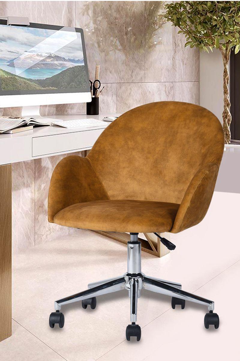 Silla Chiozza Oficina Terciopelo Mostaza-1