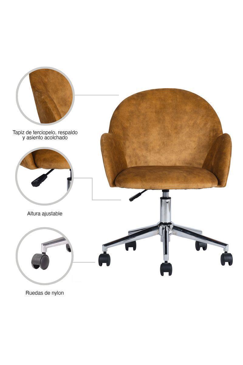 Silla Chiozza Oficina Terciopelo Mostaza-4