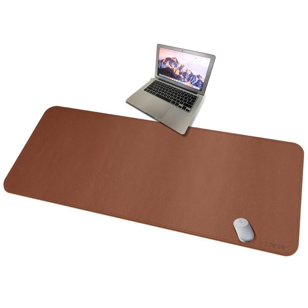 Alfombrilla Mousepad De Cuero Impermeable Reversible MarronGris-0