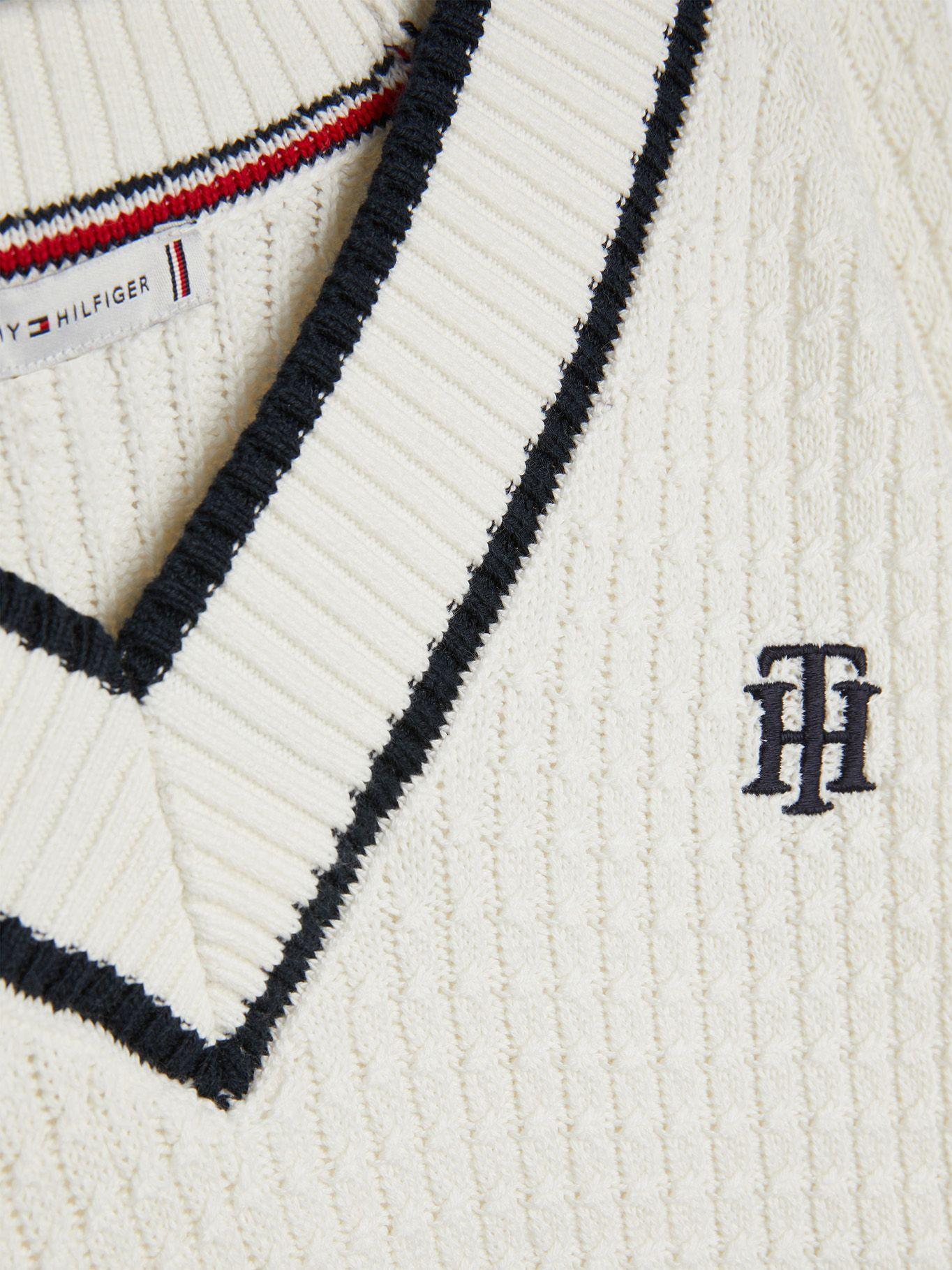 Sweater Amplio Trenzado Blanco Tommy Hilfiger JN2-4