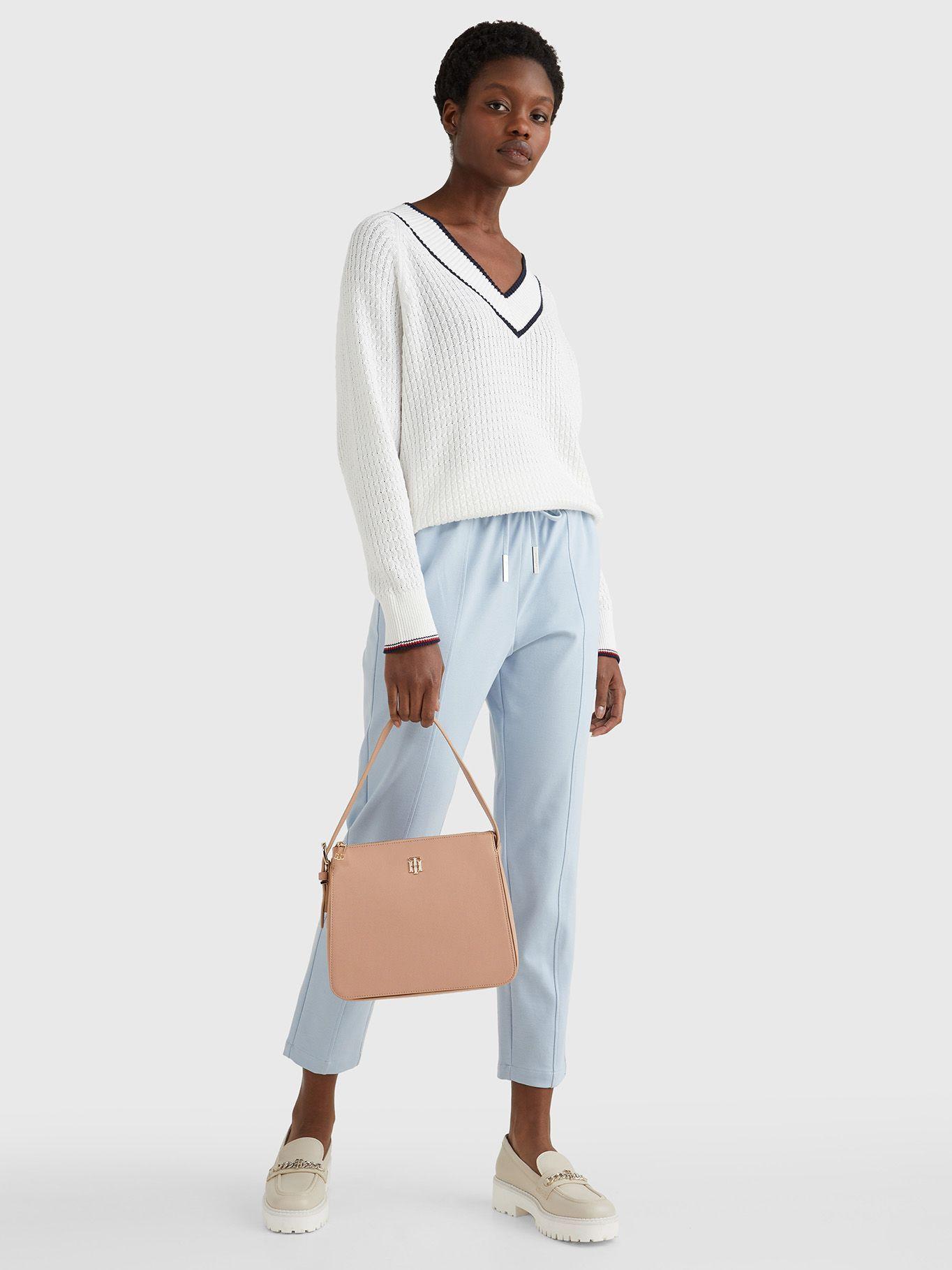 Sweater Amplio Trenzado Blanco Tommy Hilfiger JN2-0