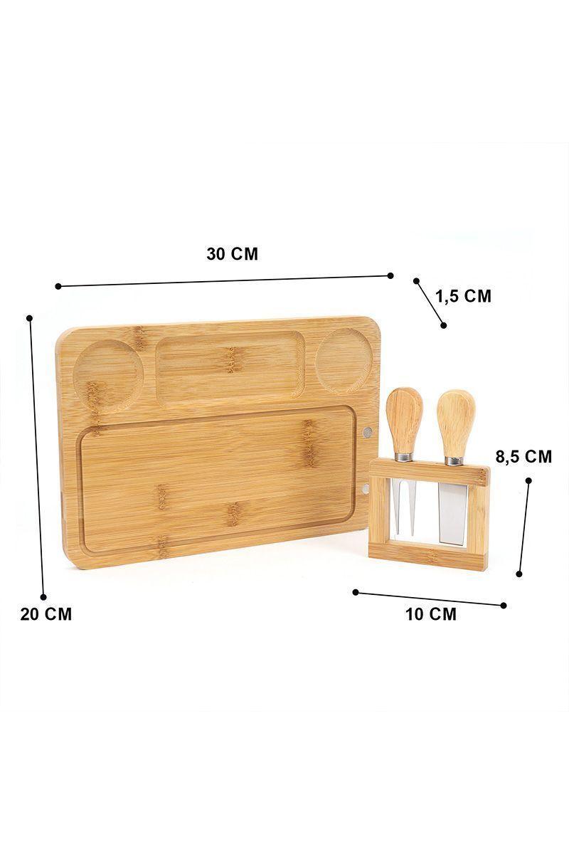 Tabla de Quesos M con 2 Utensilios Picoteo Beige-2