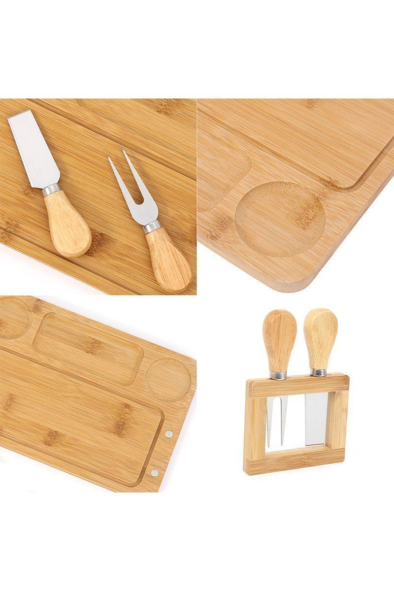 Tabla de Quesos M con 2 Utensilios Picoteo Beige-4