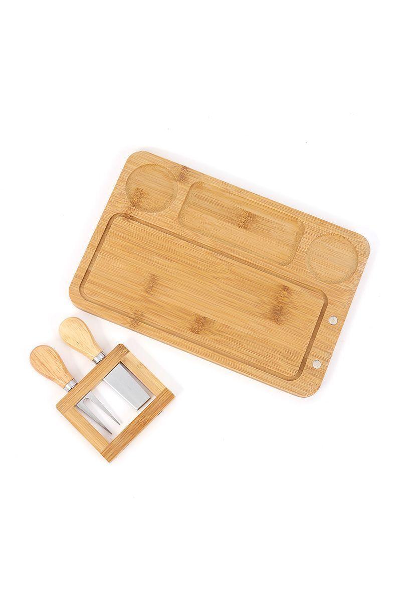 Tabla de Quesos M con 2 Utensilios Picoteo Beige-0