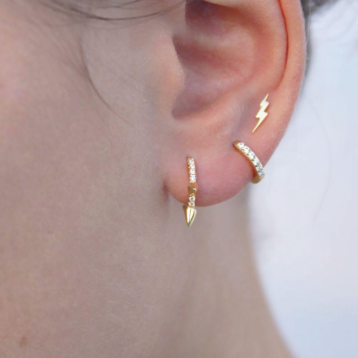 Aros Aritos Rayo Plata Bañado Oro - Mabelita-3