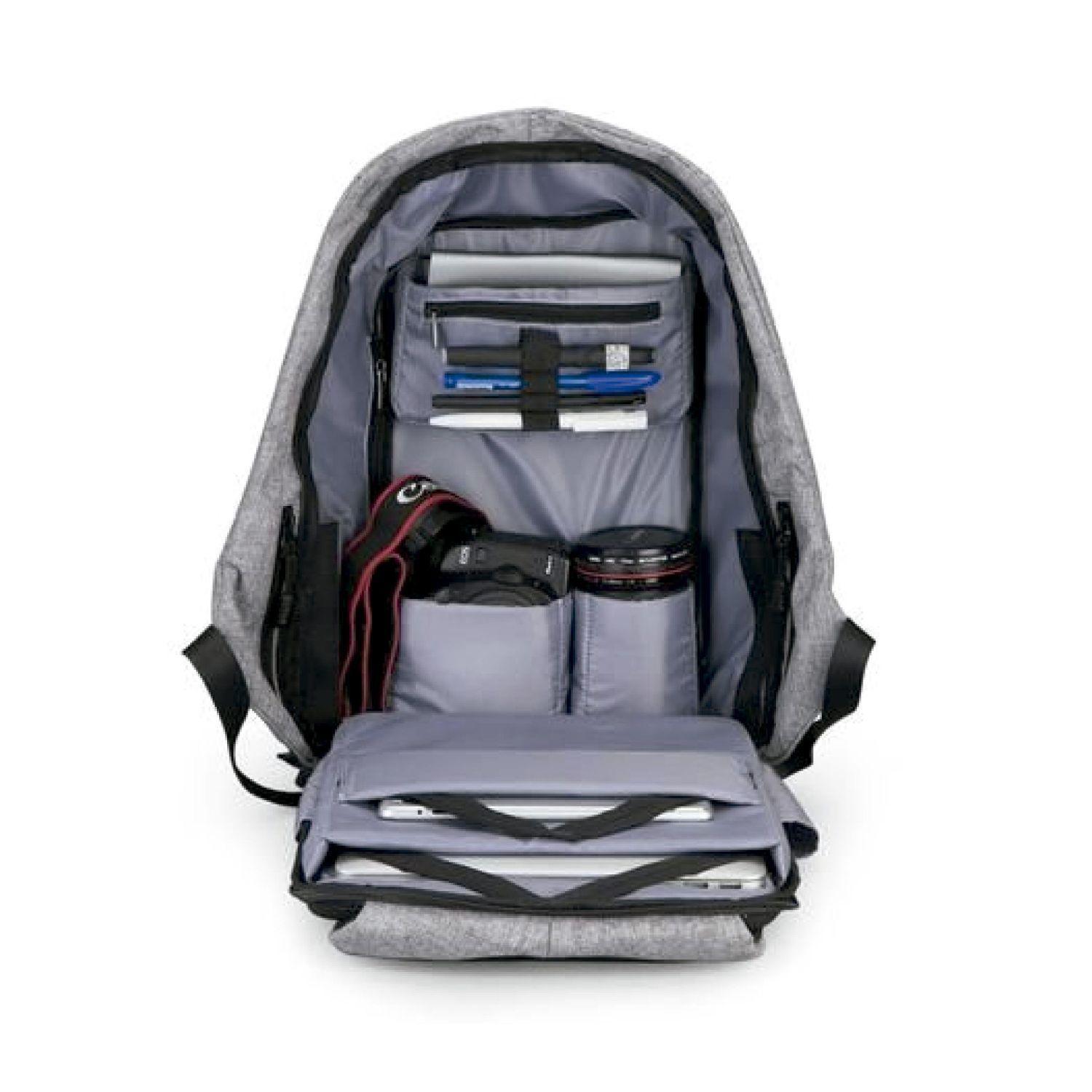 Mochila Antirrobo Impermeable Con Usb Color Gris - Puntostore-2