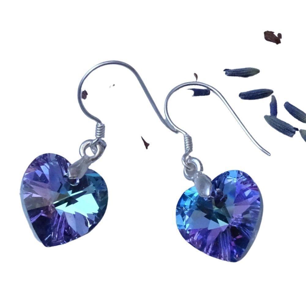 Aros Corazón Cristales Violeta - MABELITA-0