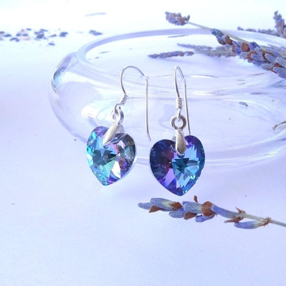 Aros Corazón Cristales Violeta - MABELITA-2
