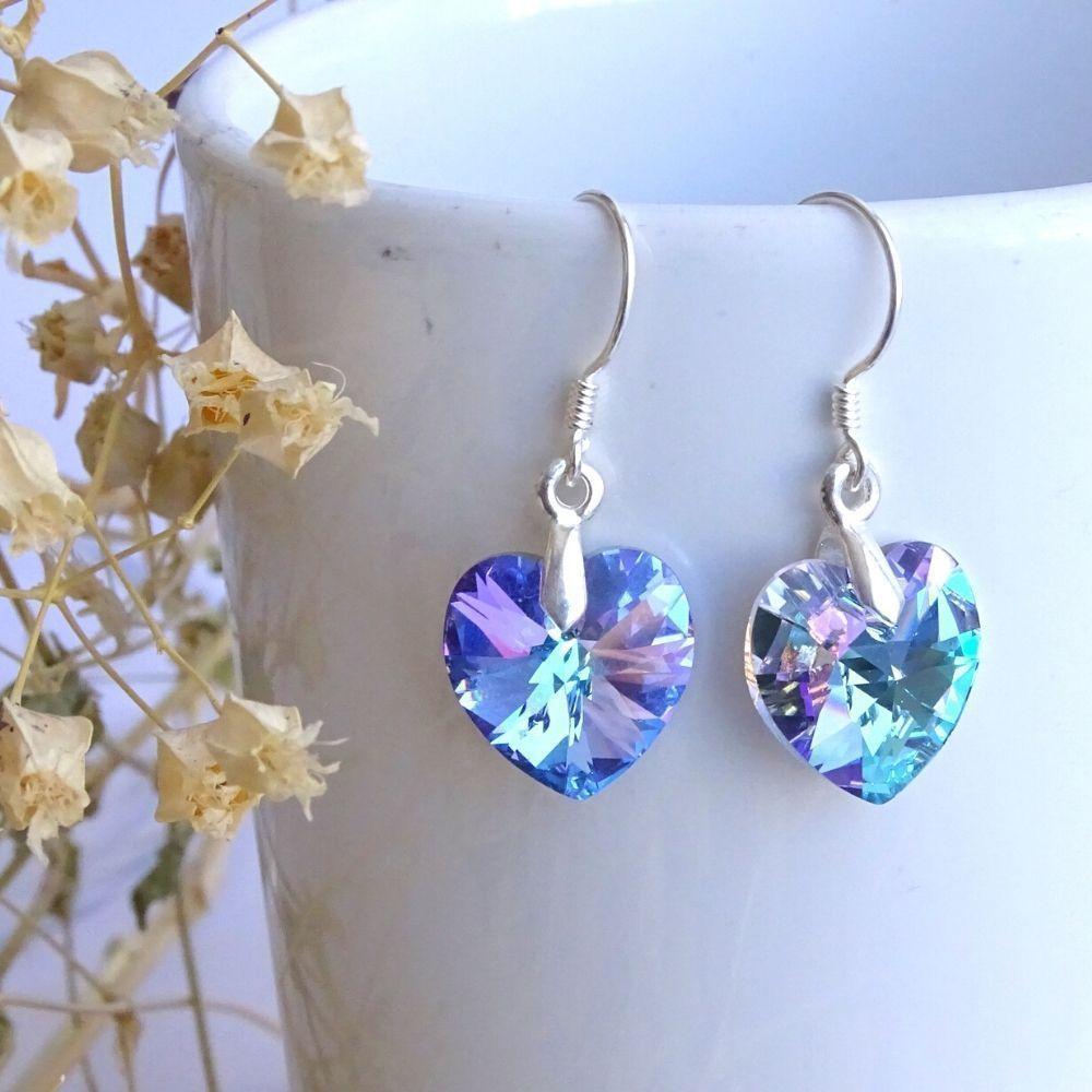 Aros Corazón Cristales Violeta - MABELITA-1