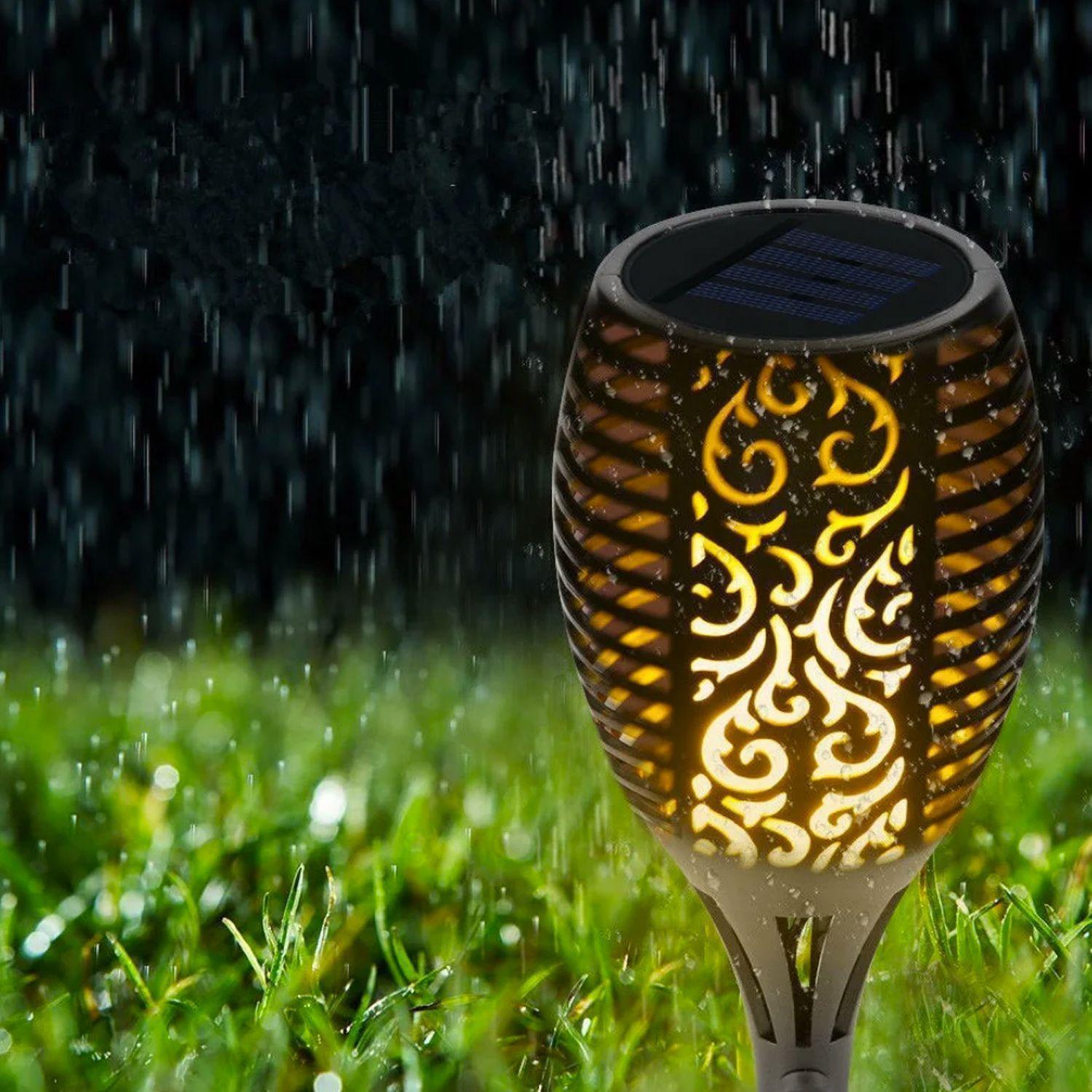 Antorcha LED Estaca Efecto Llama Para Exterior con Carga Solar-5