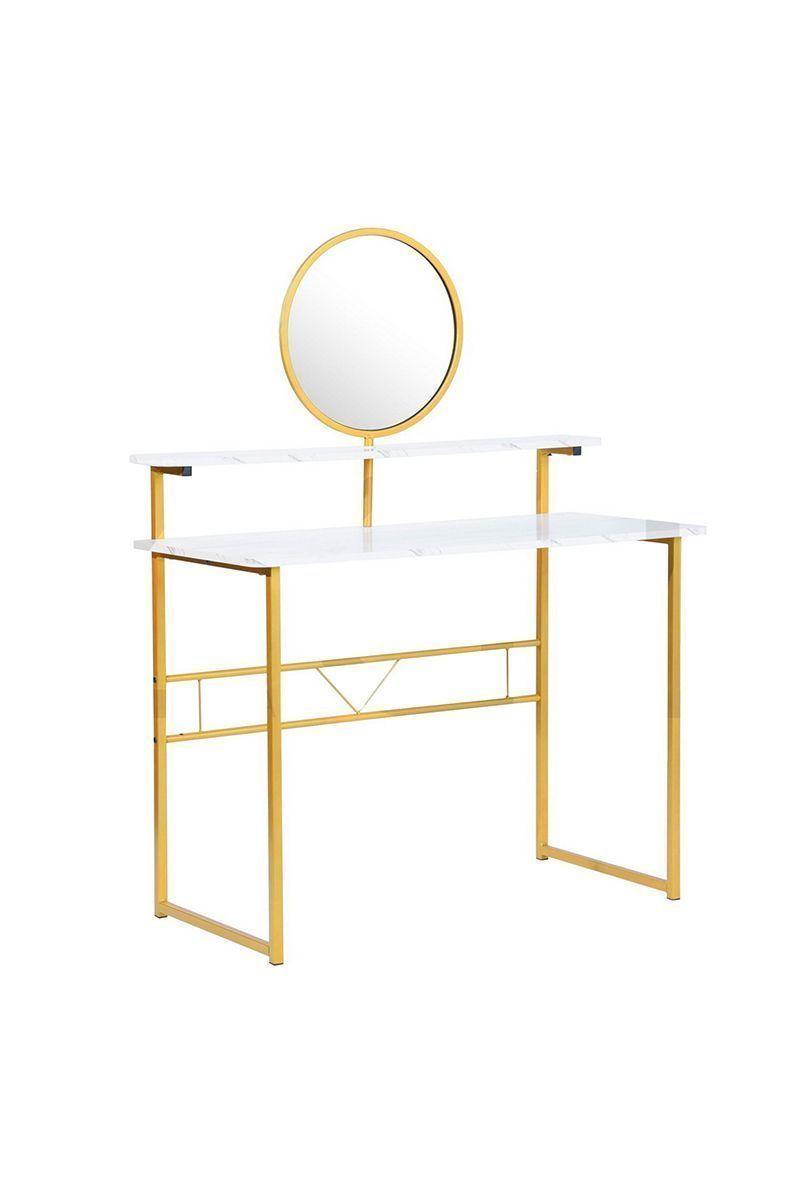 Tocador con Doble Espejo Dorado-Blanco-0