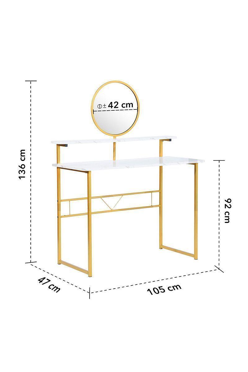 Tocador con Doble Espejo Dorado-Blanco-2