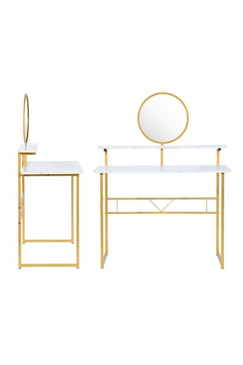 Tocador con Doble Espejo Dorado-Blanco-3