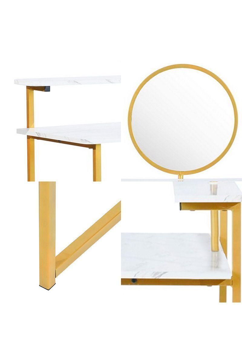 Tocador con Doble Espejo Dorado-Blanco-4