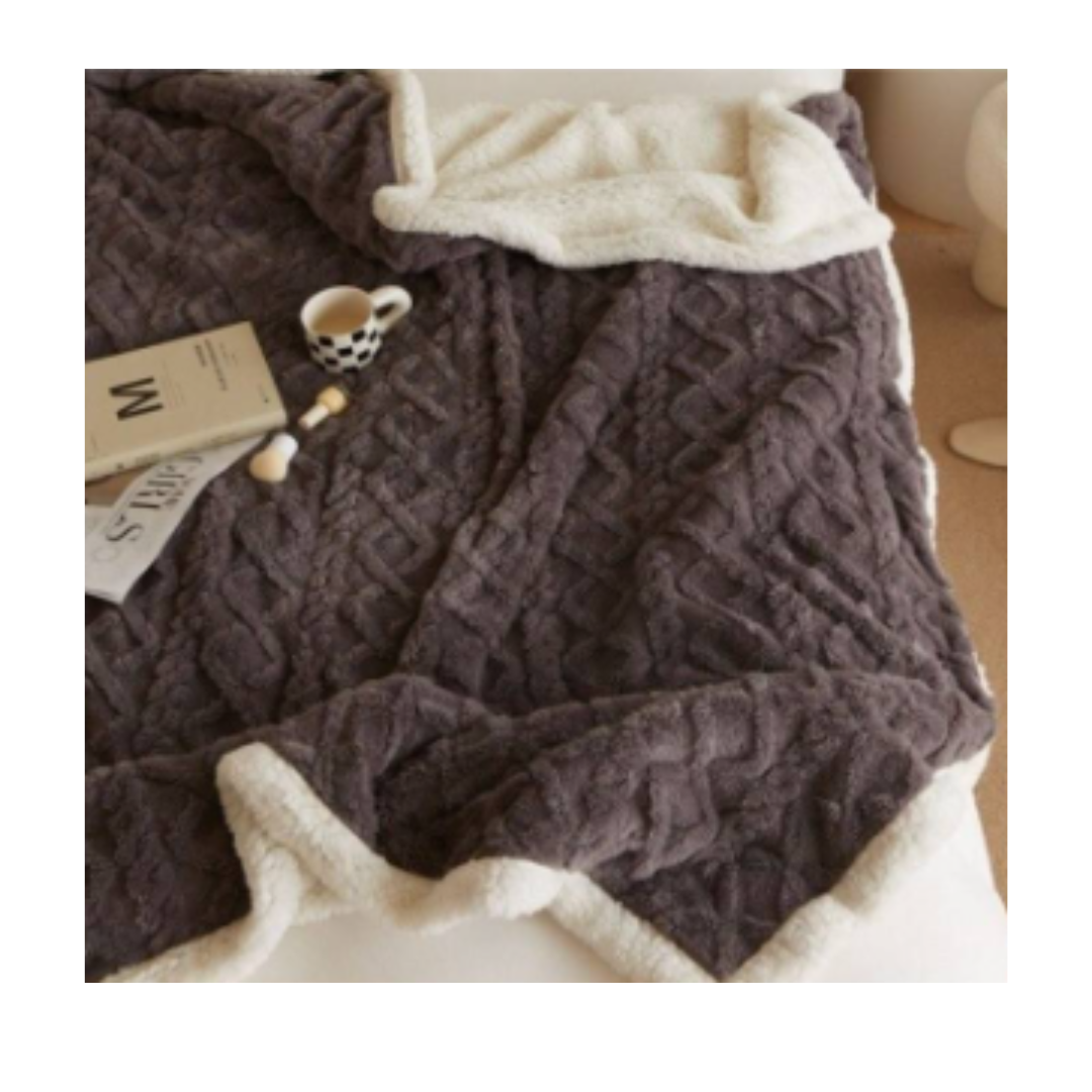 Manta polar con sherpa termica gris-2