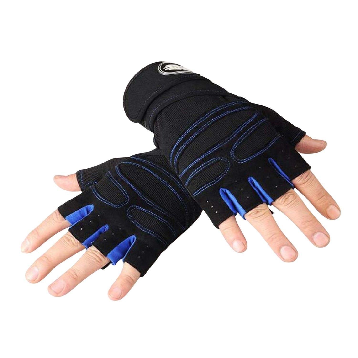 Guantes Entrenamiento Gym Pesas Antideslizantes Azul-3