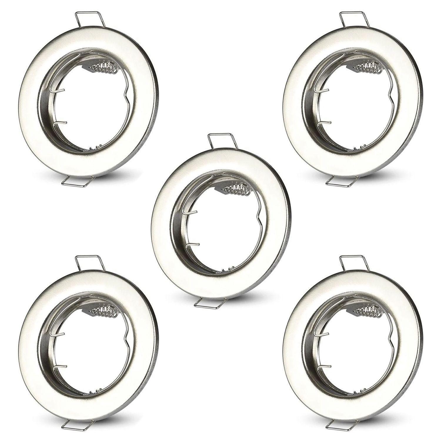 Pack 5 Focos LED Embutido Fijo Porta GU-10 Livorno MR16 Nickel-0