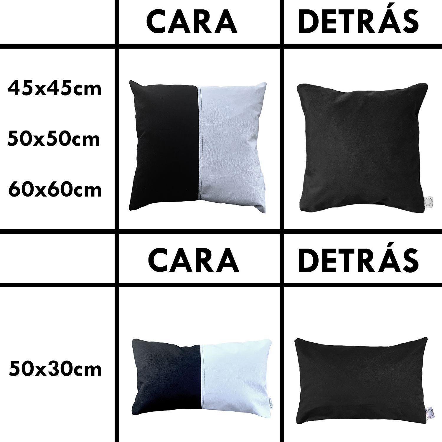 PACK 4 FUNDAS COJIN DECORATIVO ECOCUERO BLANCO Y NEGRO 50X50-4
