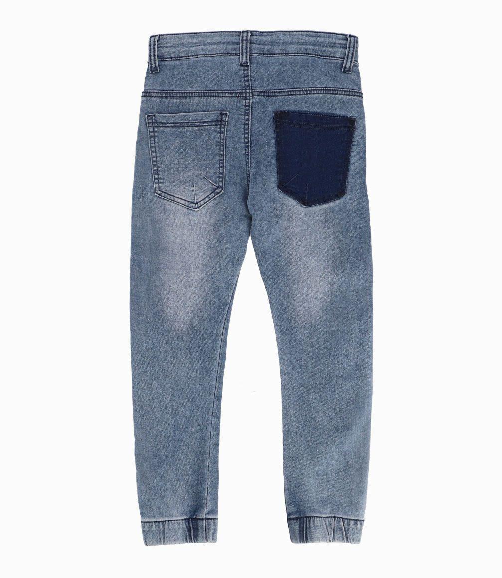 Jeans Con Rasgado Sutil Niño Denim Azul Black and Blue-2