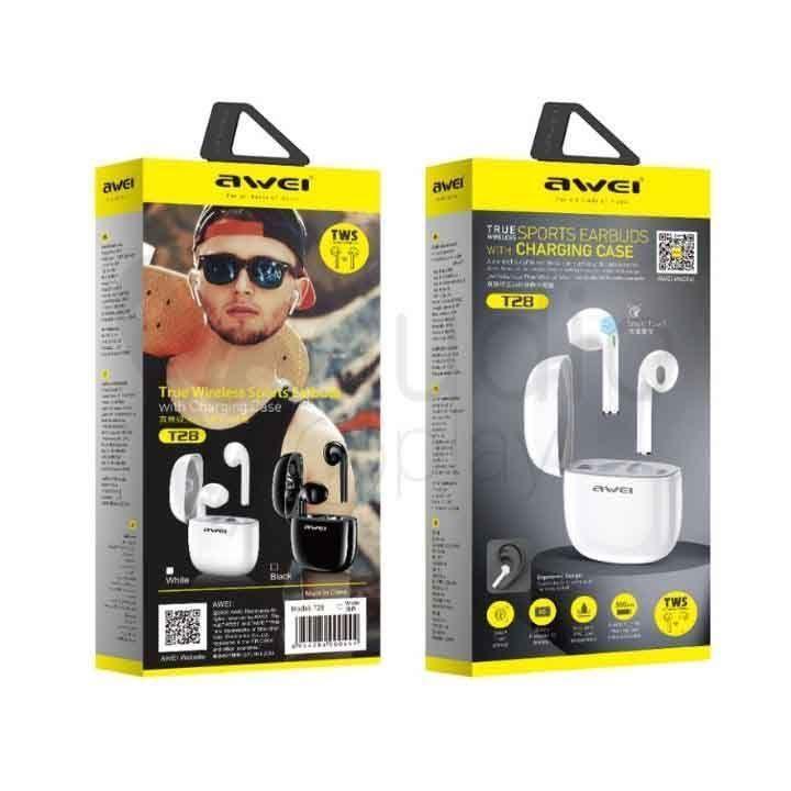 Audífonos Bluetooth T28 Blanco, Estuche de Carga -4