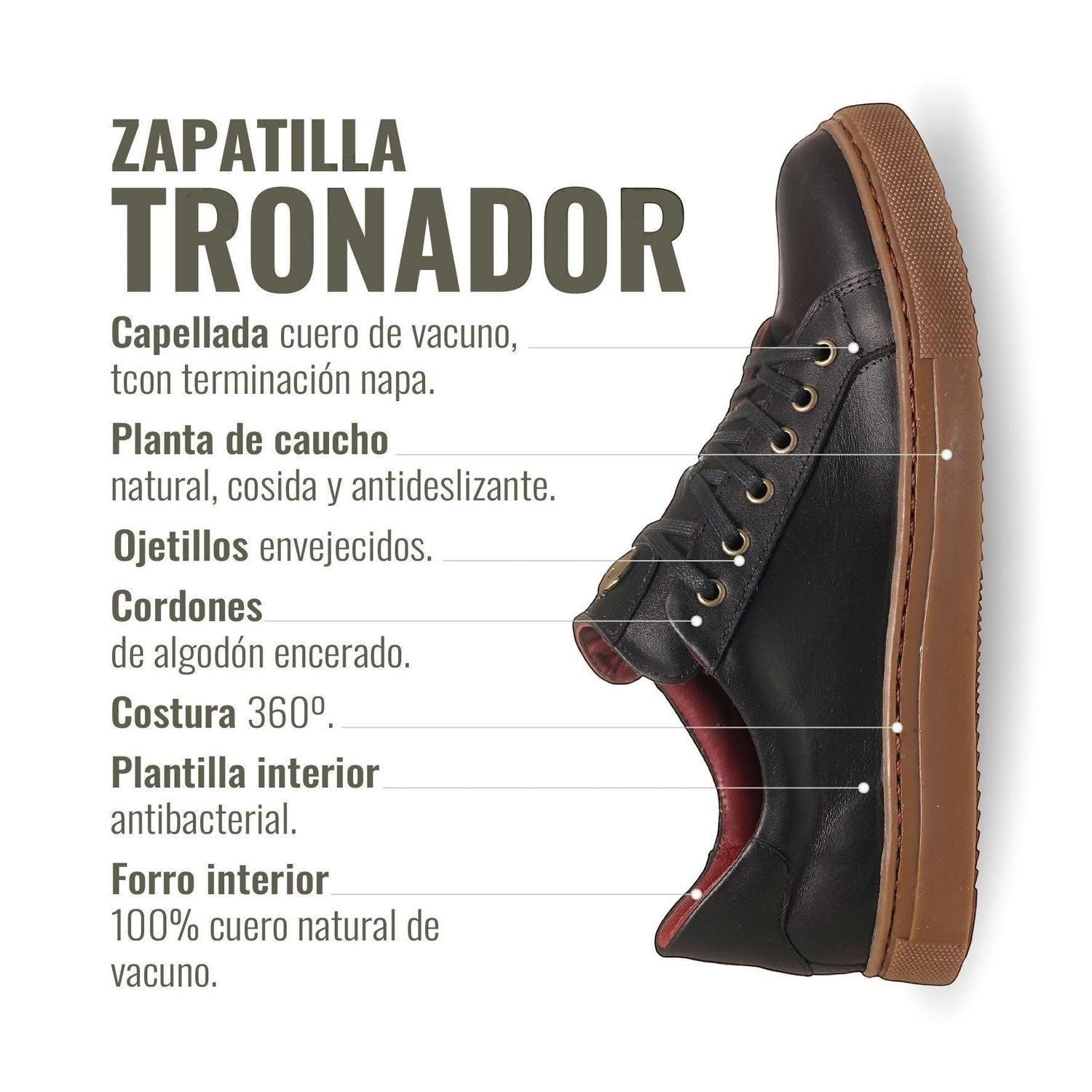 Zapatilla de Cuero Original Tronador OLKI - Negro/Cristal-8