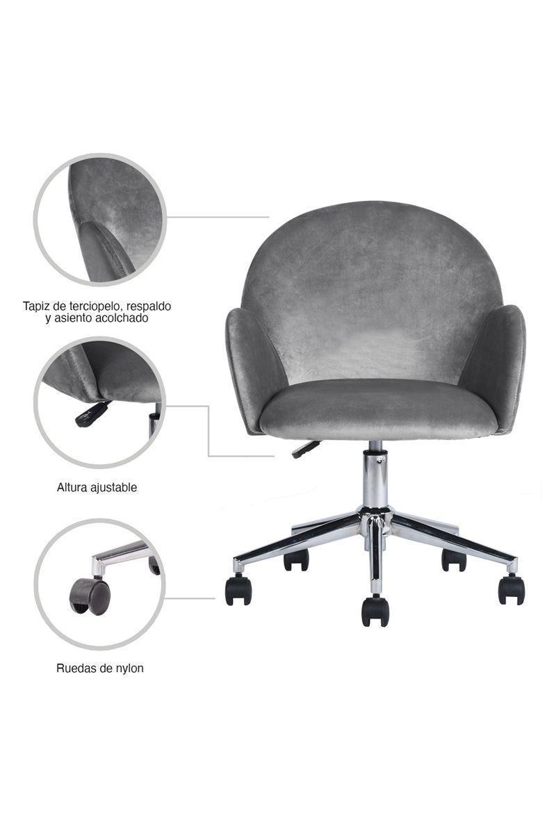 Silla Chiozza Oficina Terciopelo Gris-4