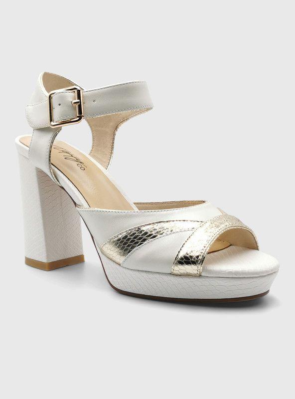 Sandalia Toffy Co. Paz Blanco Oro Mujer-1