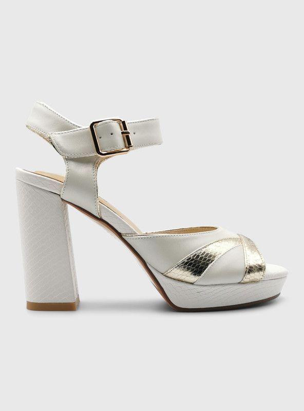 Sandalia Toffy Co. Paz Blanco Oro Mujer-0