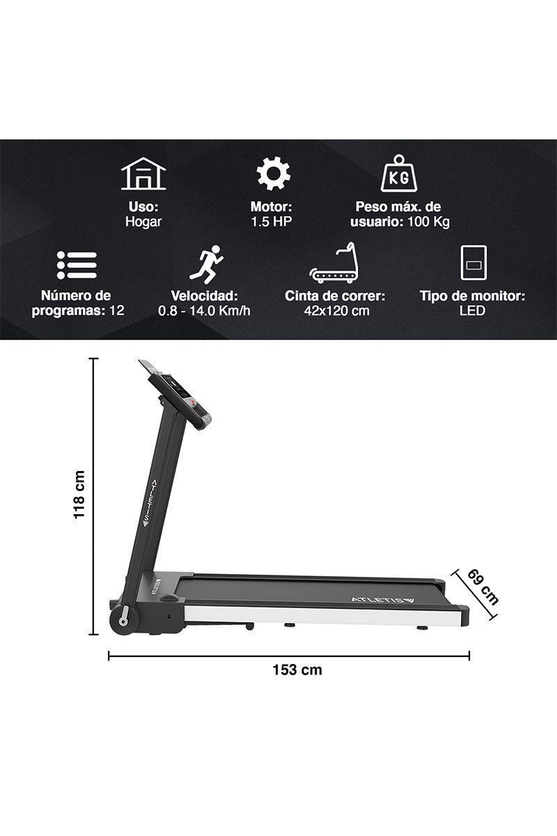 Trotadora Atletis Fit B8263 MP3 USB Negro-2