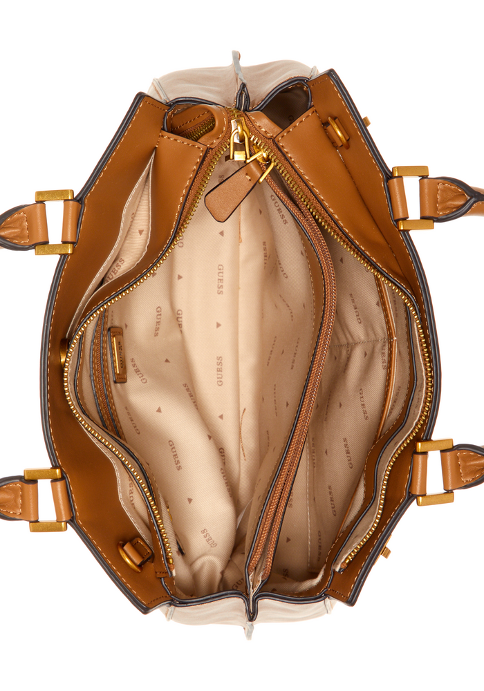 Cartera Katey Luxury Satchel Tan Café Claro Guess-3