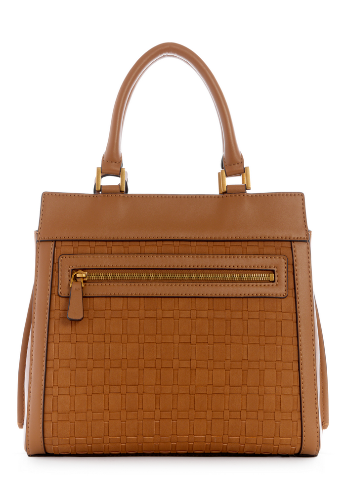 Cartera Katey Luxury Satchel Tan Café Claro Guess-1