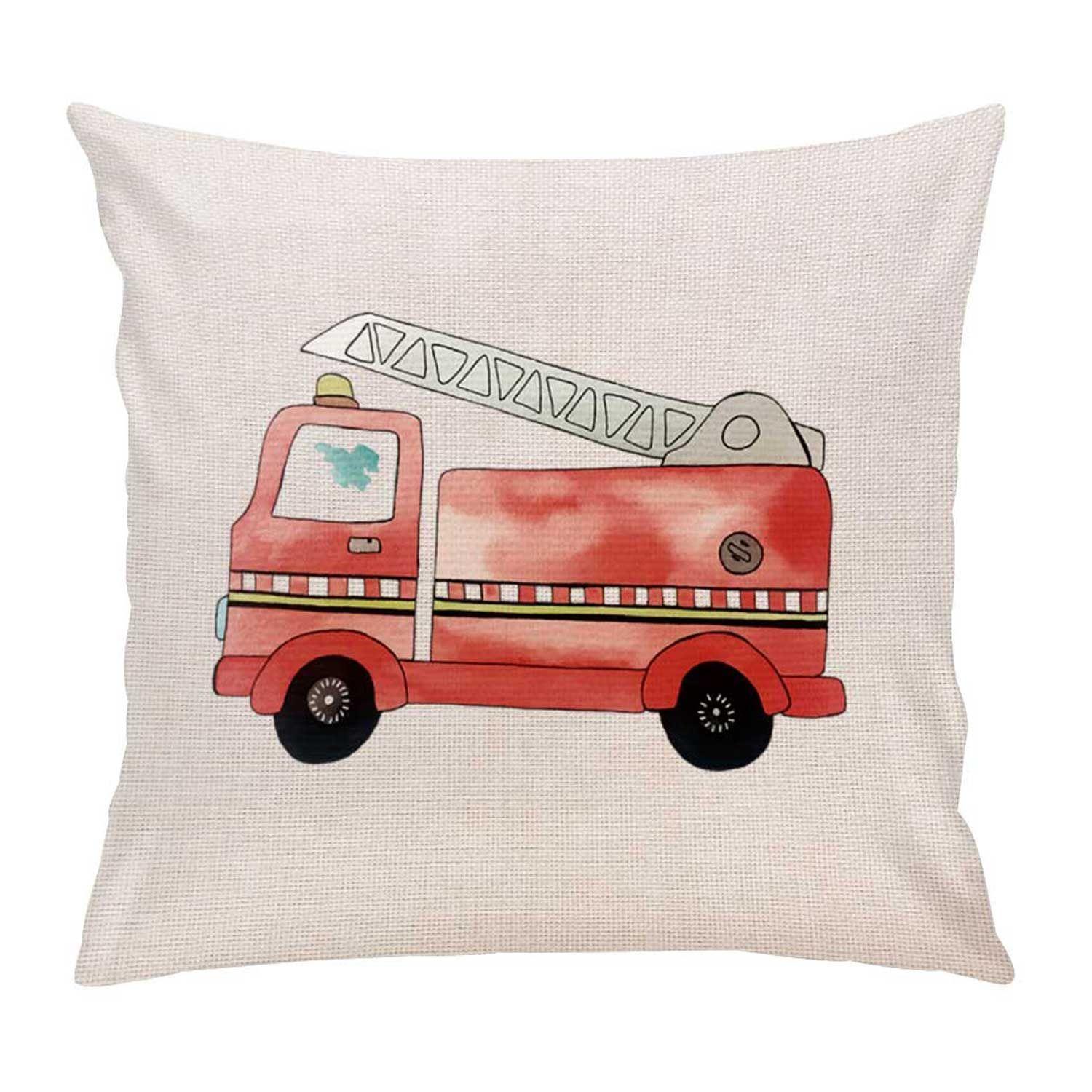 Cojín con relleno 45 x 45 cm infantil bomberos Paper Home-0