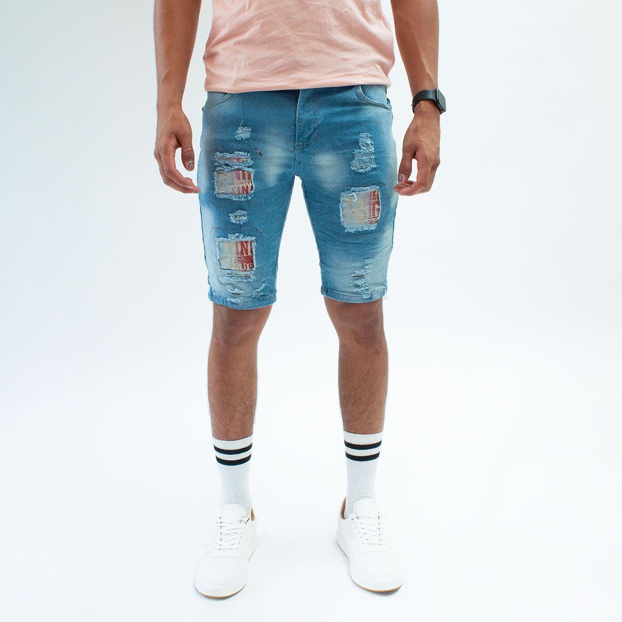 Bermuda Denim Con Elasticidad Destroyer Para Hombre-3