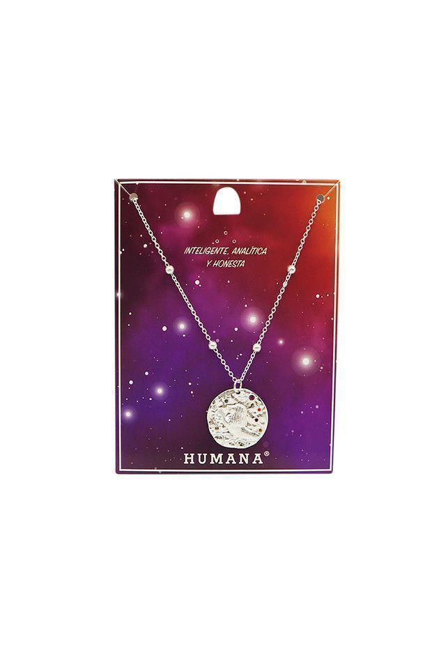 Collar Corto Plateado Zodiac Leo Humana-0