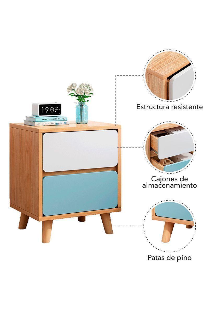 Velador de Dos Gavetas 38x34x40 cm Beige-4