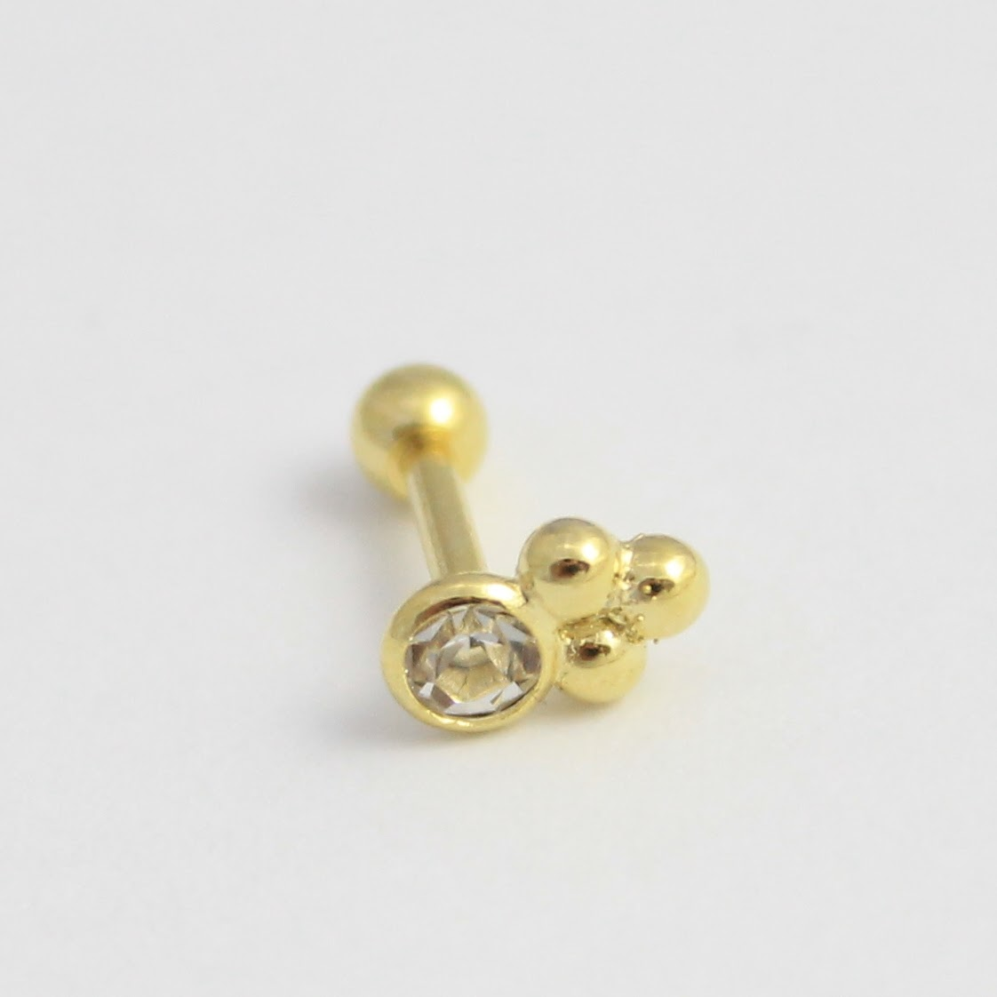 Piercing circón 3 bolitas Bañado en Oro Philippa Joyas-0