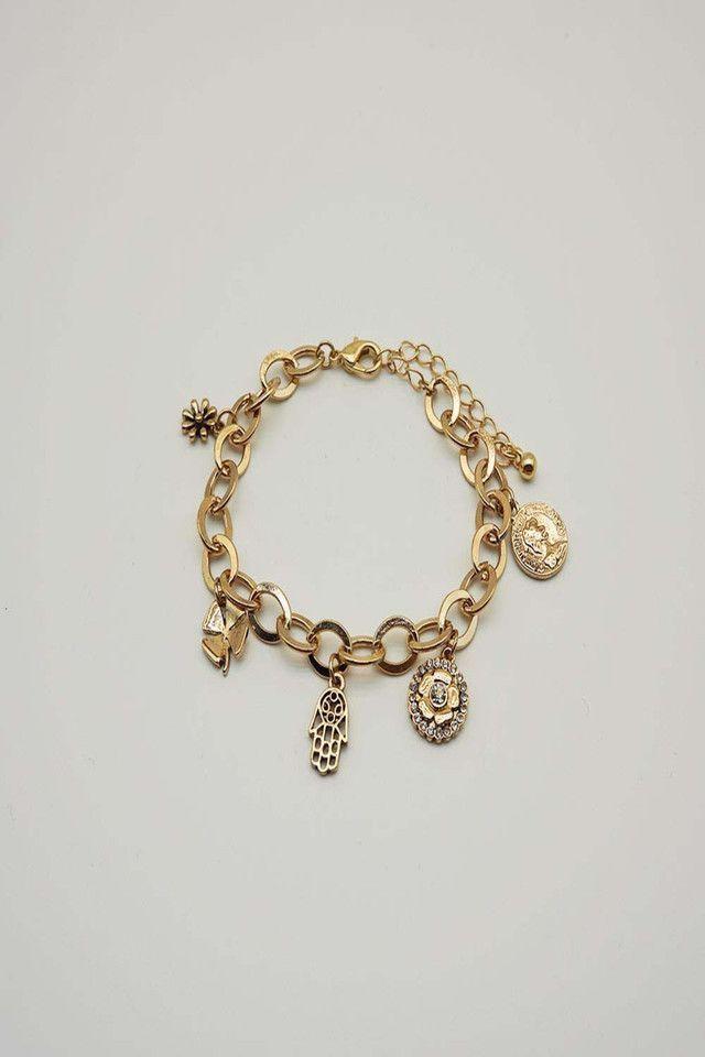 Pulsera Blanda Dijes Dorado i-D-0