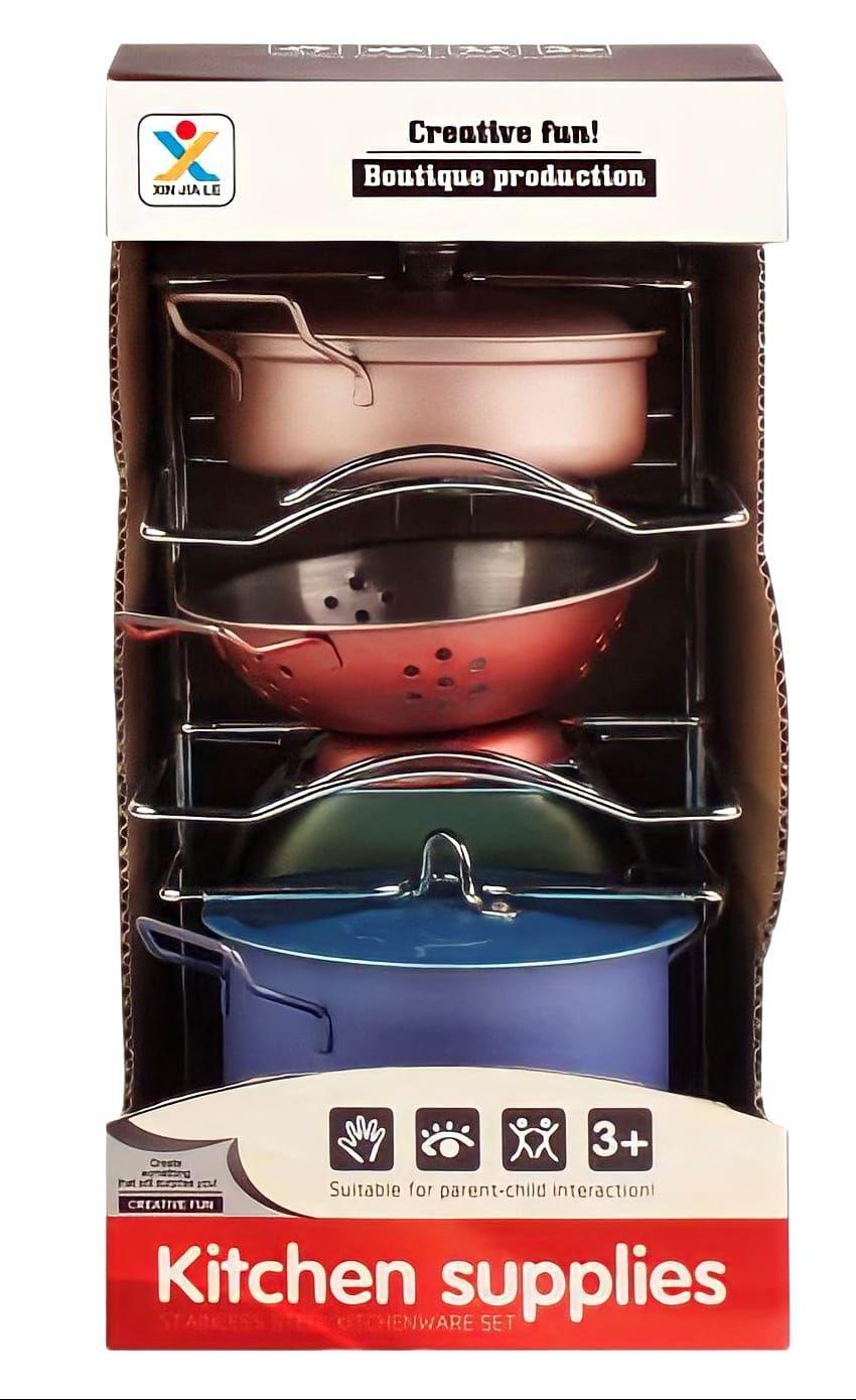 Juego Batería De Ollas Metálicas Con Organizador Juguete-1